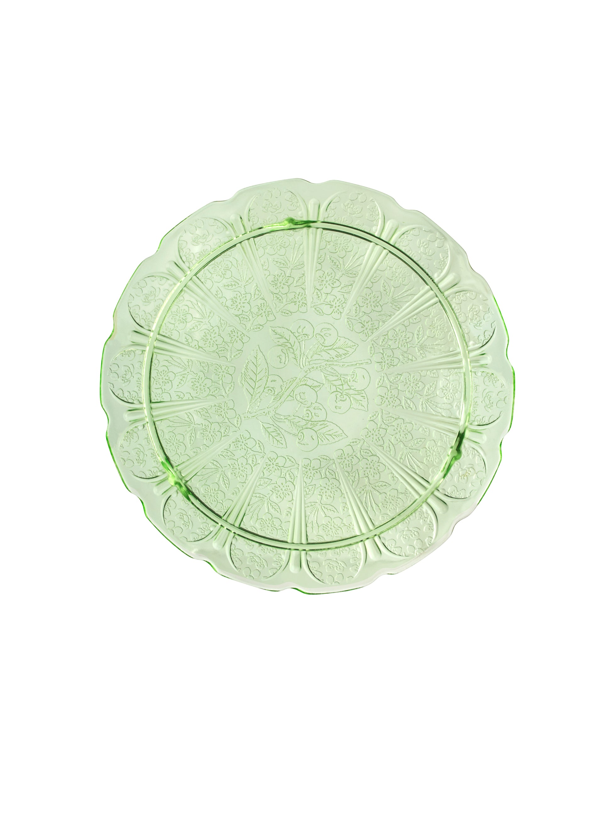 Vintage 1930s Green Cherry Blossom Cake Plate Weston Table