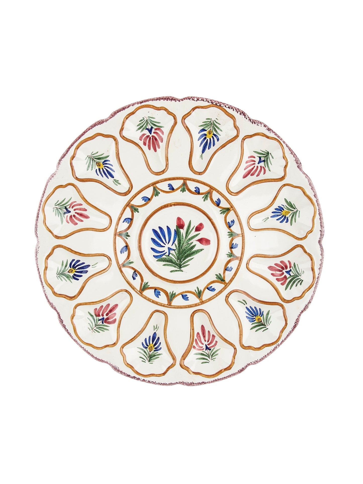 Vintage 1930s Henriot Quimper Floral Master Oyster Platter Weston Table
