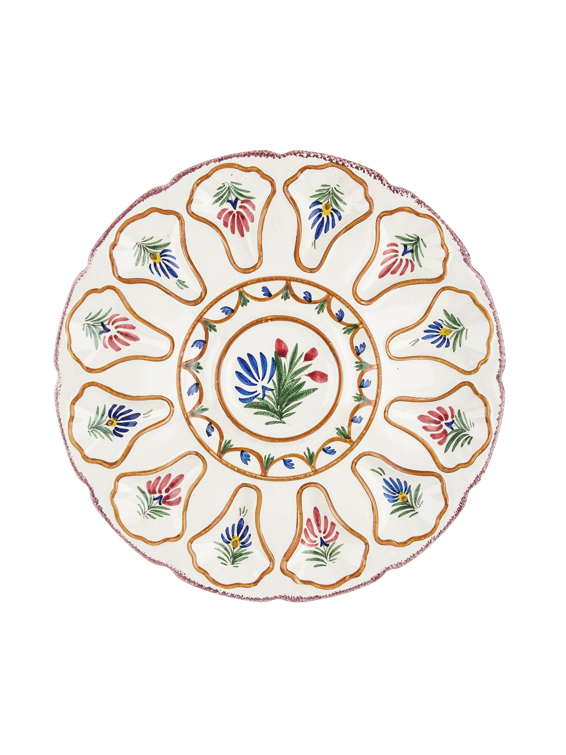 Vintage 1930s Henriot Quimper Floral Master Oyster Platter Weston Table