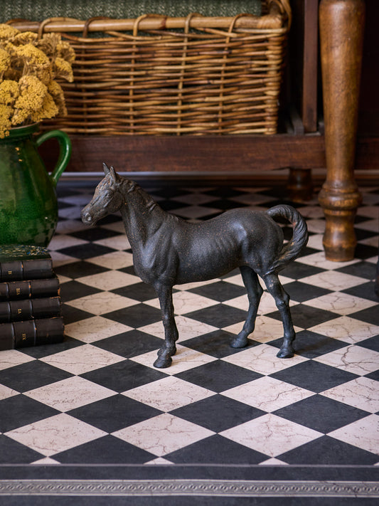 Vintage 1930s Hubley Black Thoroughbred Cast Iron Doorstop