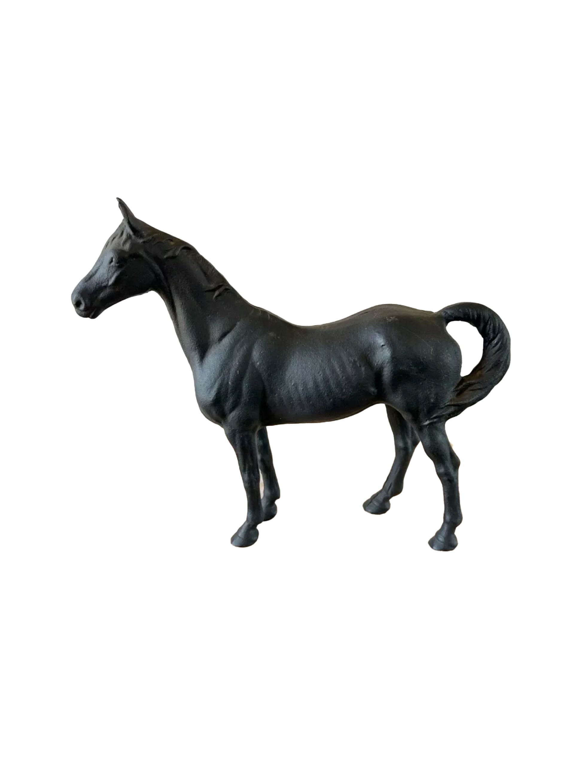 Vintage 1930s Hubley Black Thoroughbred Cast Iron Doorstop Weston Table
