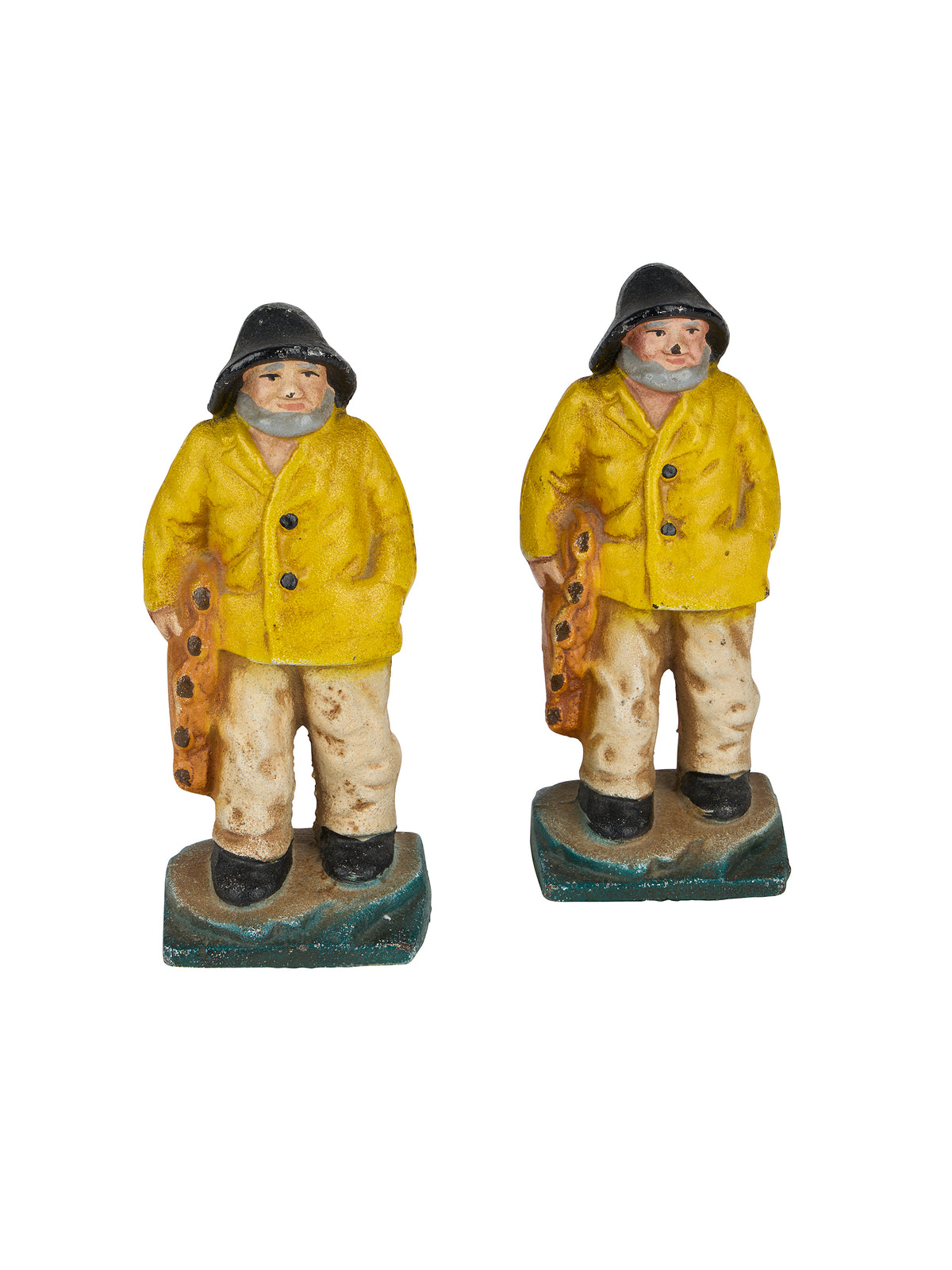 Vintage 1930s Hubley Old Salt Fisherman Bookends One Weston Table