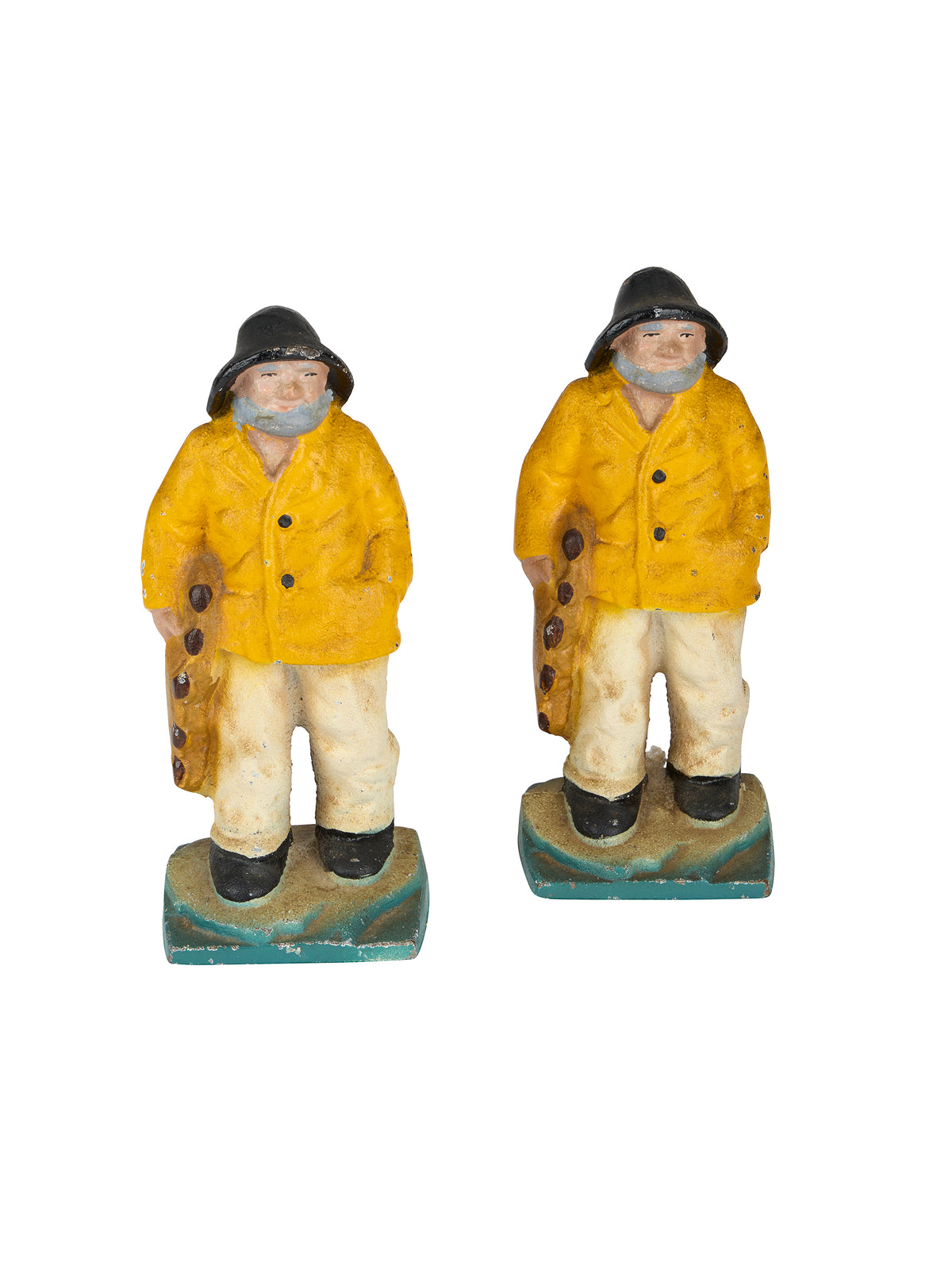 Vintage 1930s Hubley Old Salt Fisherman Bookends Two Weston Table