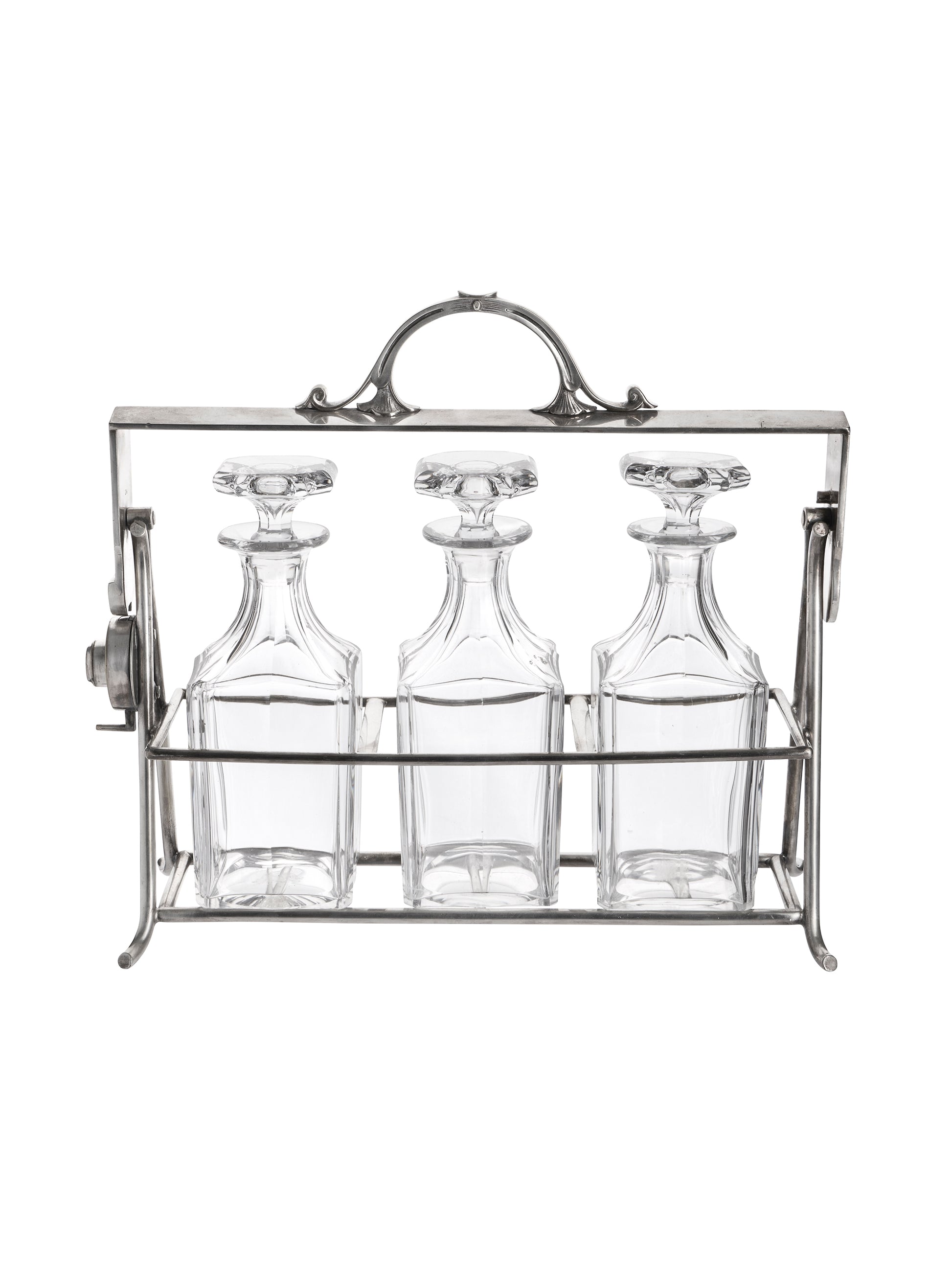 Vintage 1930s Iron and Glass Bottle Spirits Caddy Weston Table