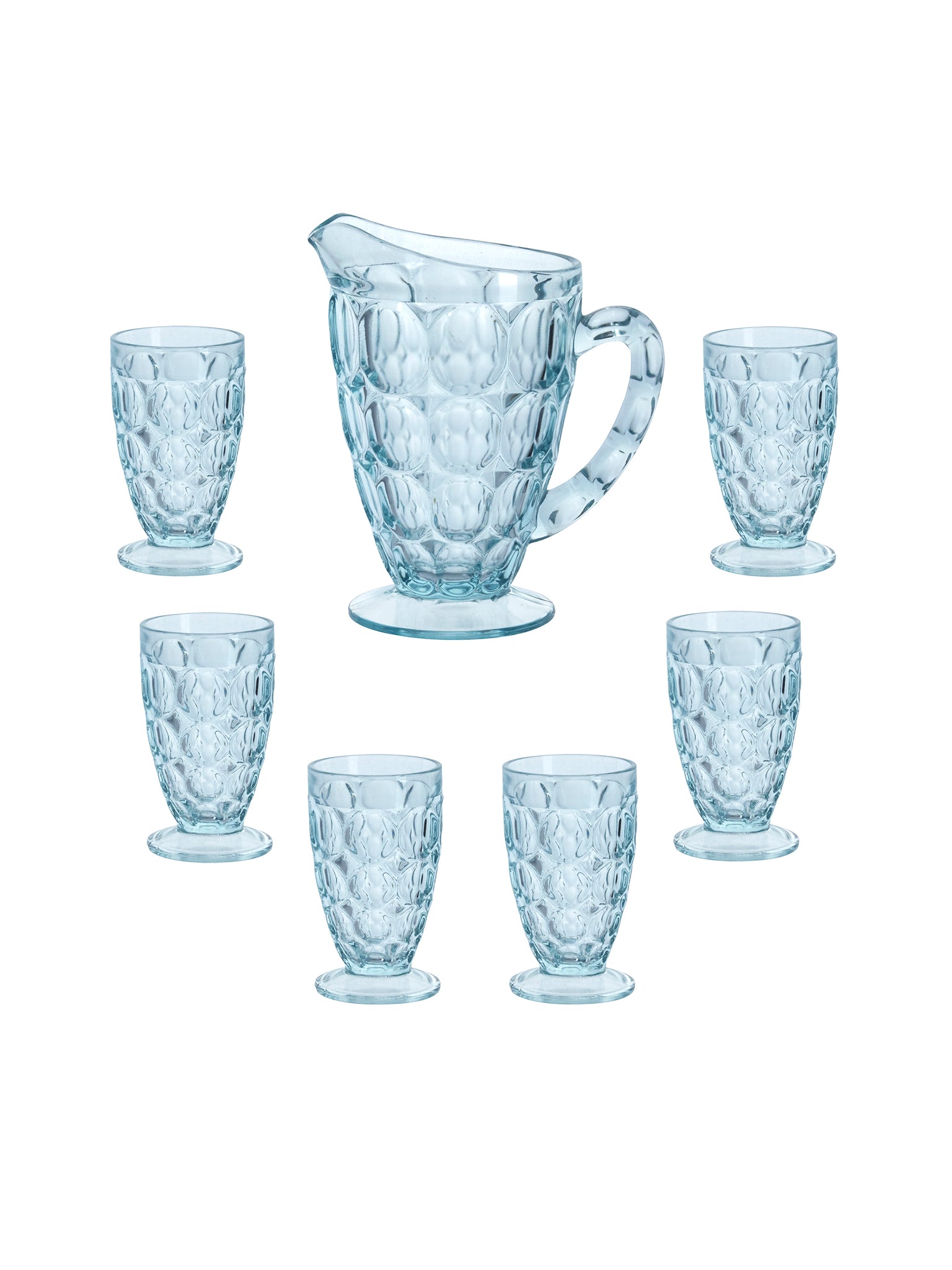 Vintage 1930s Jeanette Pilgrim Glacier Pitcher and Tumbler Set Weston Table