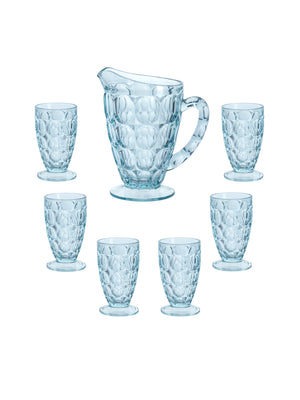  Vintage 1930s Jeanette Pilgrim Glacier Pitcher and Tumbler Set Weston Table 
