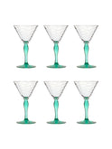Vintage 1930s Loop Optic Green Cocktail Glasses Set of Six Weston Table