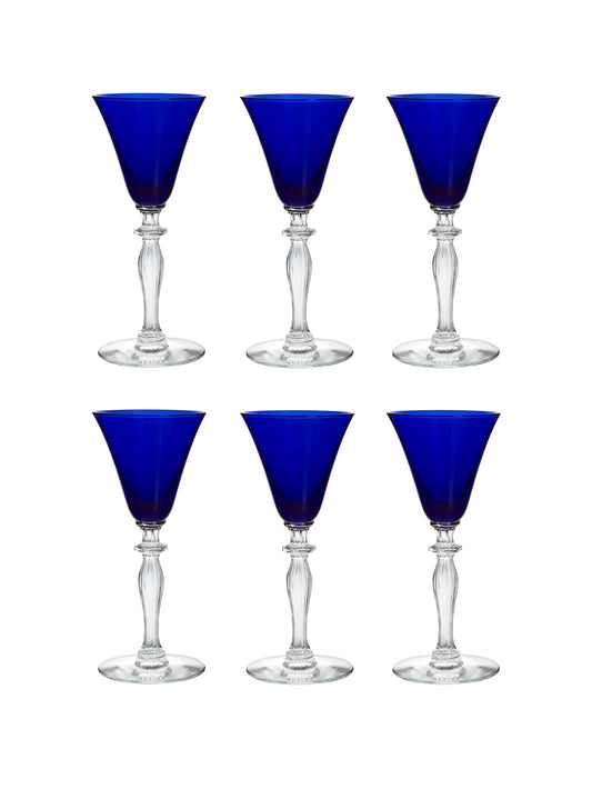Vintage 1930s Morgantown Cobalt Claret Wine Glasses Weston Table