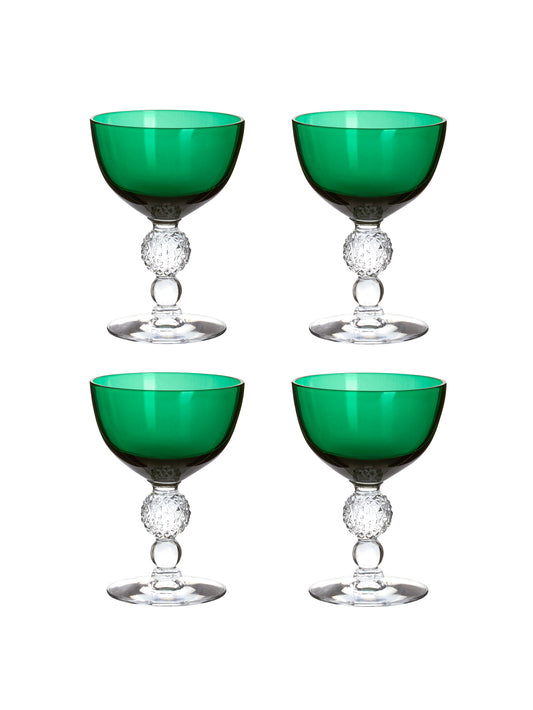 Vintage 1930s Morgantown Emerald Champagne Coupes Weston Tables