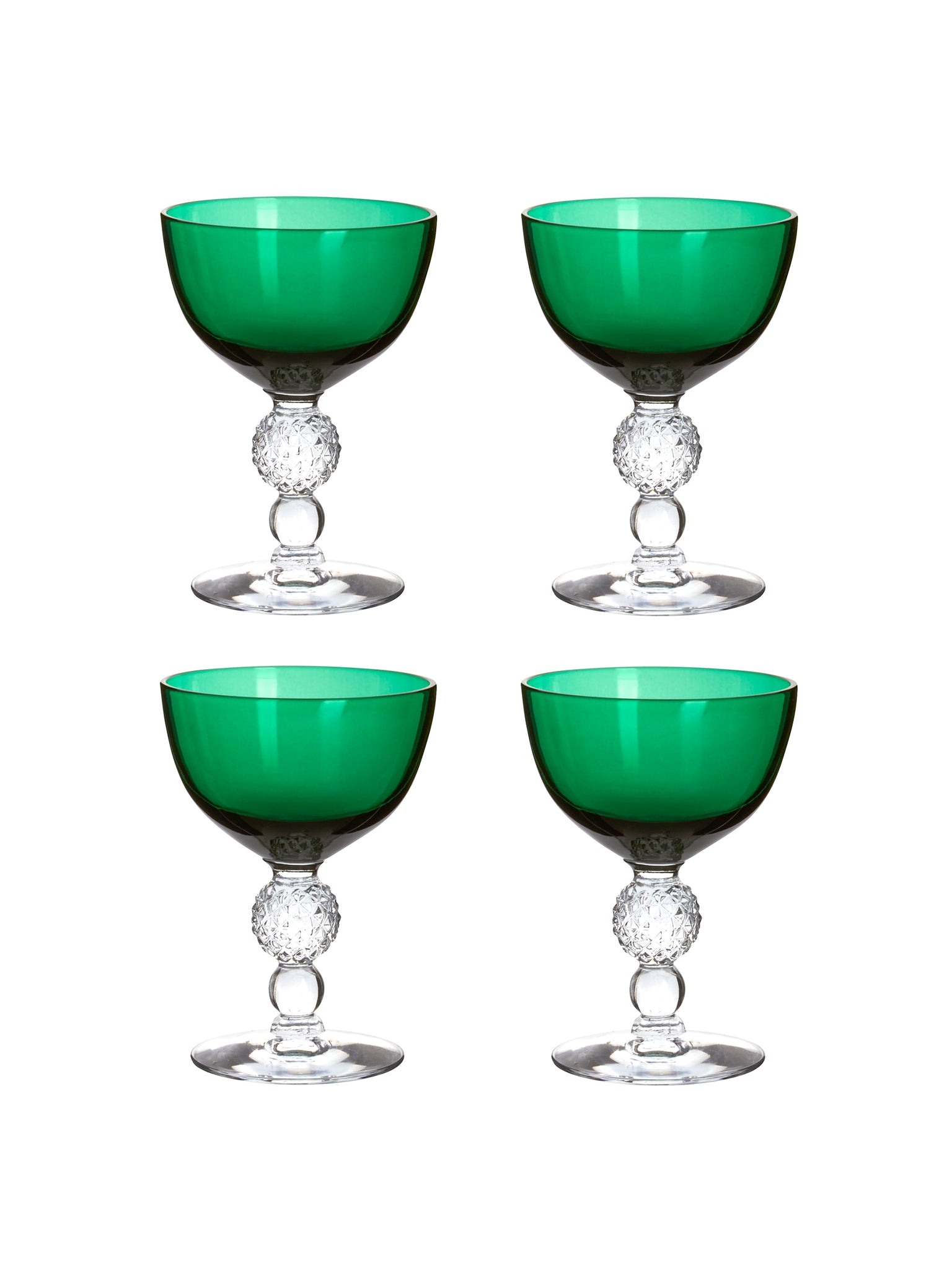 Vintage 1930s Morgantown Emerald Champagne Coupes Weston Tables
