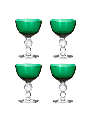  Vintage 1930s Morgantown Emerald Champagne Coupes Weston Tables 