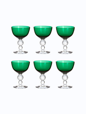 Vintage 1930s Morgantown Emerald Champagne Coupes Weston Tables 