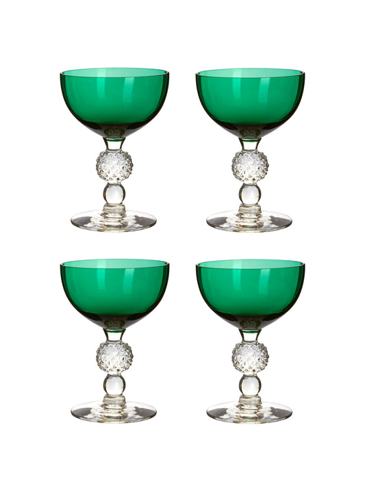 Vintage 1930s Morgantown Emerald Cocktail Coupes Weston Tables