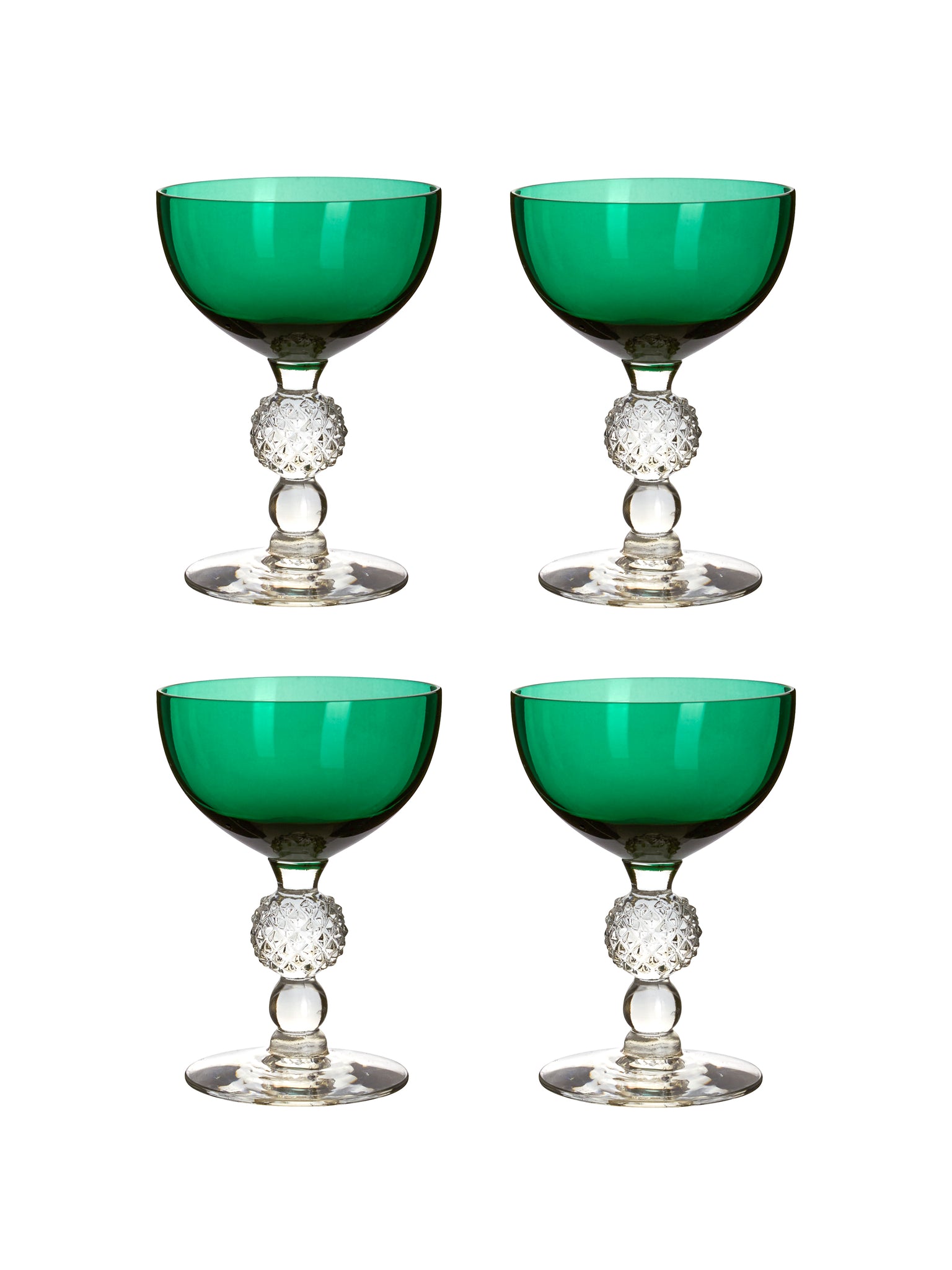 Vintage 1930s Morgantown Emerald Cocktail Coupes Weston Tables