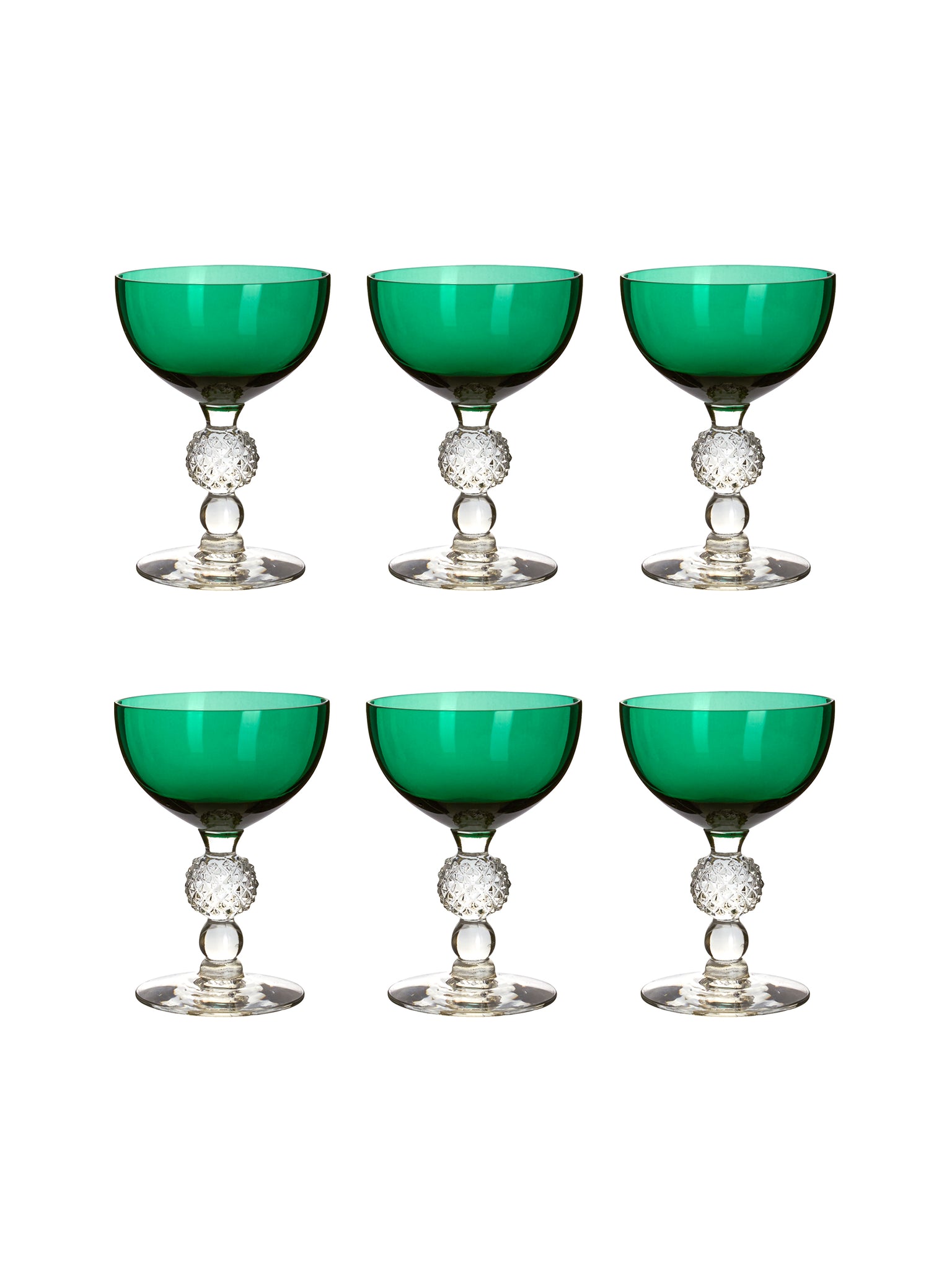 Vintage 1930s Morgantown Emerald Cocktail Coupes Weston Tables