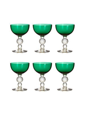  Vintage 1930s Morgantown Emerald Cocktail Coupes Weston Tables 