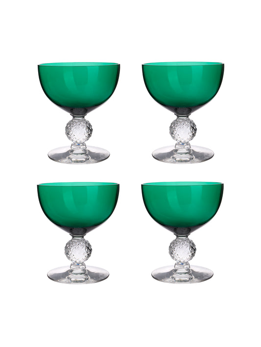 Vintage 1930s Morgantown Emerald Sherbet Glasses Set of Four Weston Table