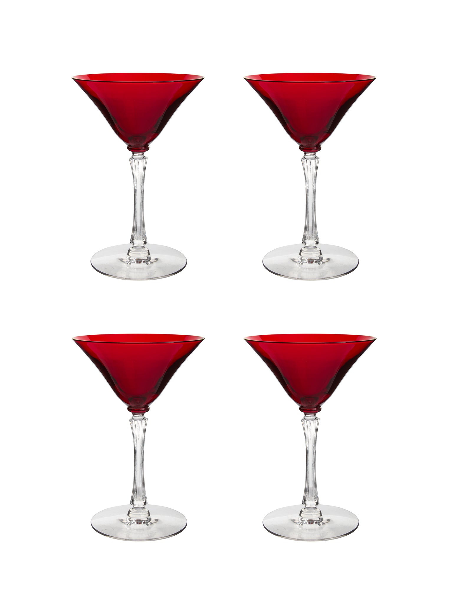 Vintage 1930s Morgantown Empress Ruby Martini Glasses Weston Table