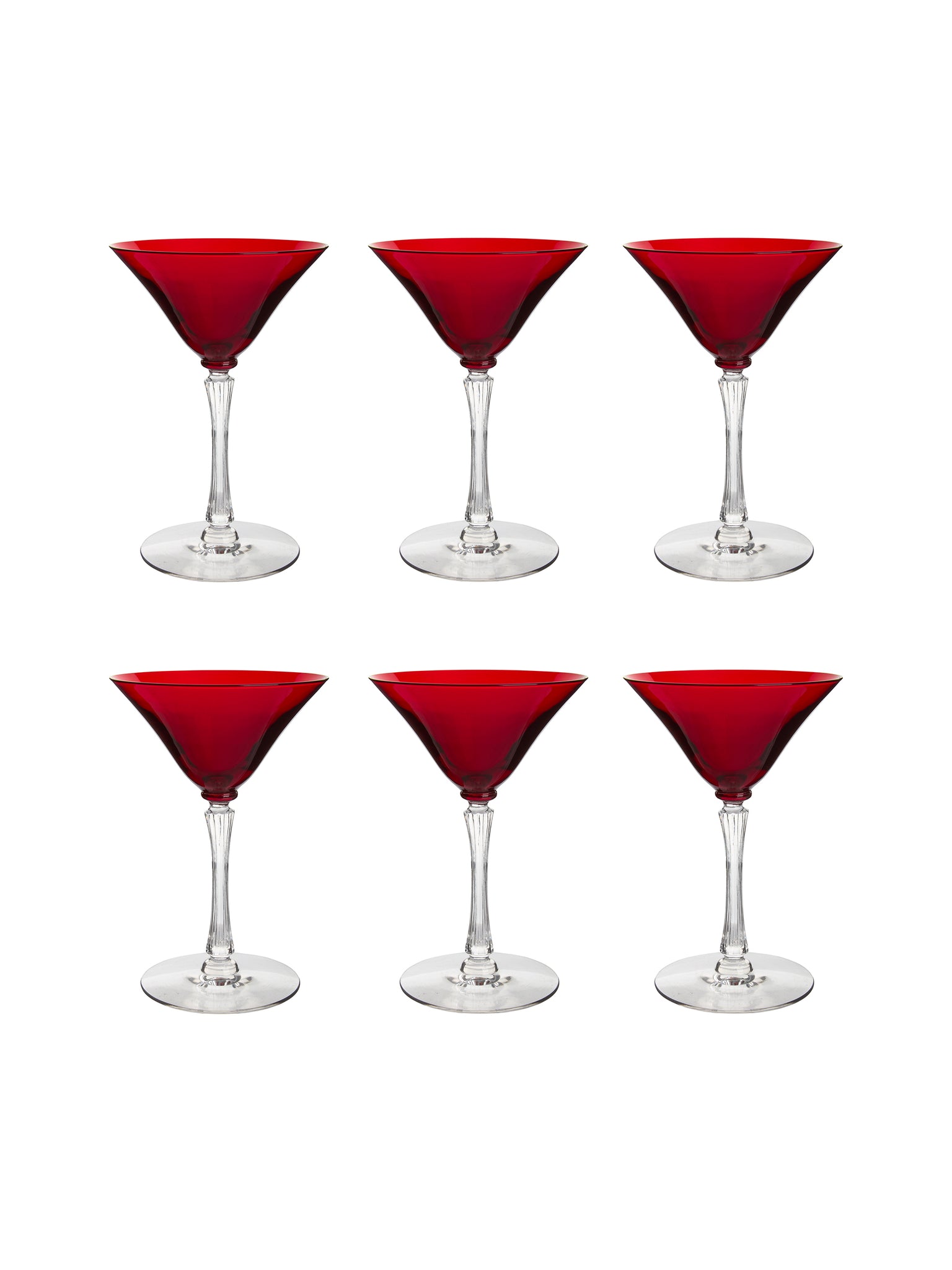 Vintage 1930s Morgantown Empress Ruby Martini Glasses Weston Table