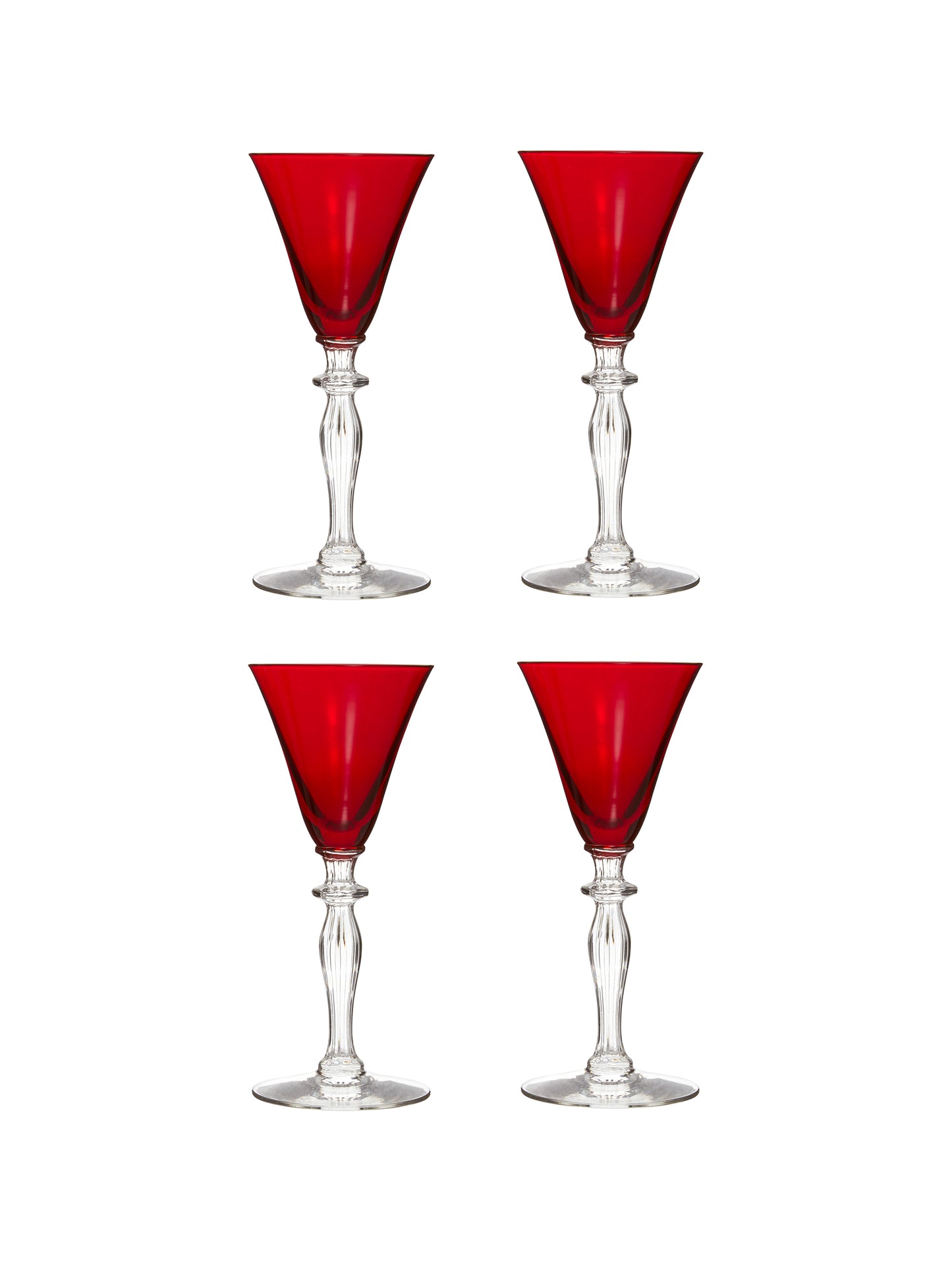 Vintage 1930s Morgantown Monroe Red Cordial Glasses Set of Four Weston Table