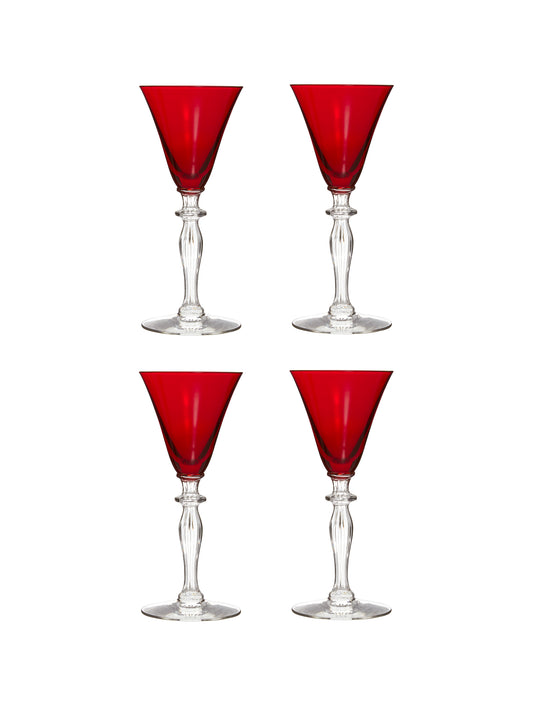 Vintage 1930s Morgantown Monroe Red Cordial Glasses Set of Four Weston Table