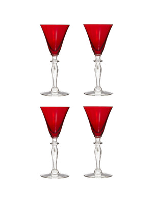  Vintage 1930s Morgantown Monroe Red Cordial Glasses Set of Four Weston Table 