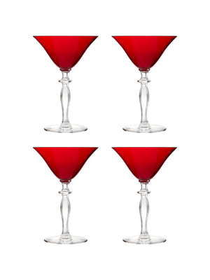  Vintage 1930s Morgantown Monroe Red Martini Glasses Set of Four Weston Table 