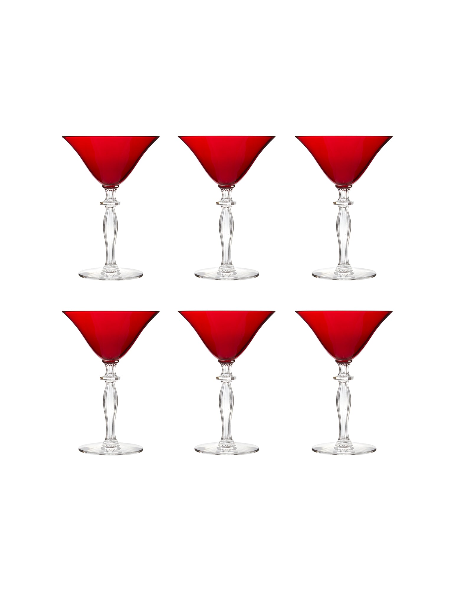 Vintage 1930s Morgantown Monroe Red Martini Glasses Set of Six Weston Table