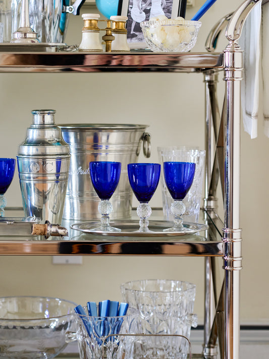 Vintage 1930s Morgantown Ritz Blue Aperitif Glasses Weston Table
