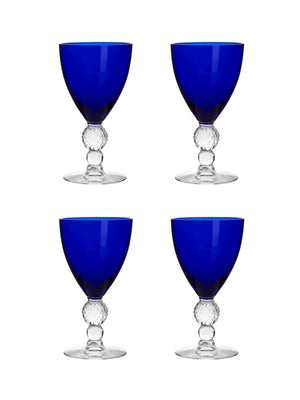  Vintage 1930s Morgantown Ritz Blue Aperitif Glasses Set of Four Weston Table 