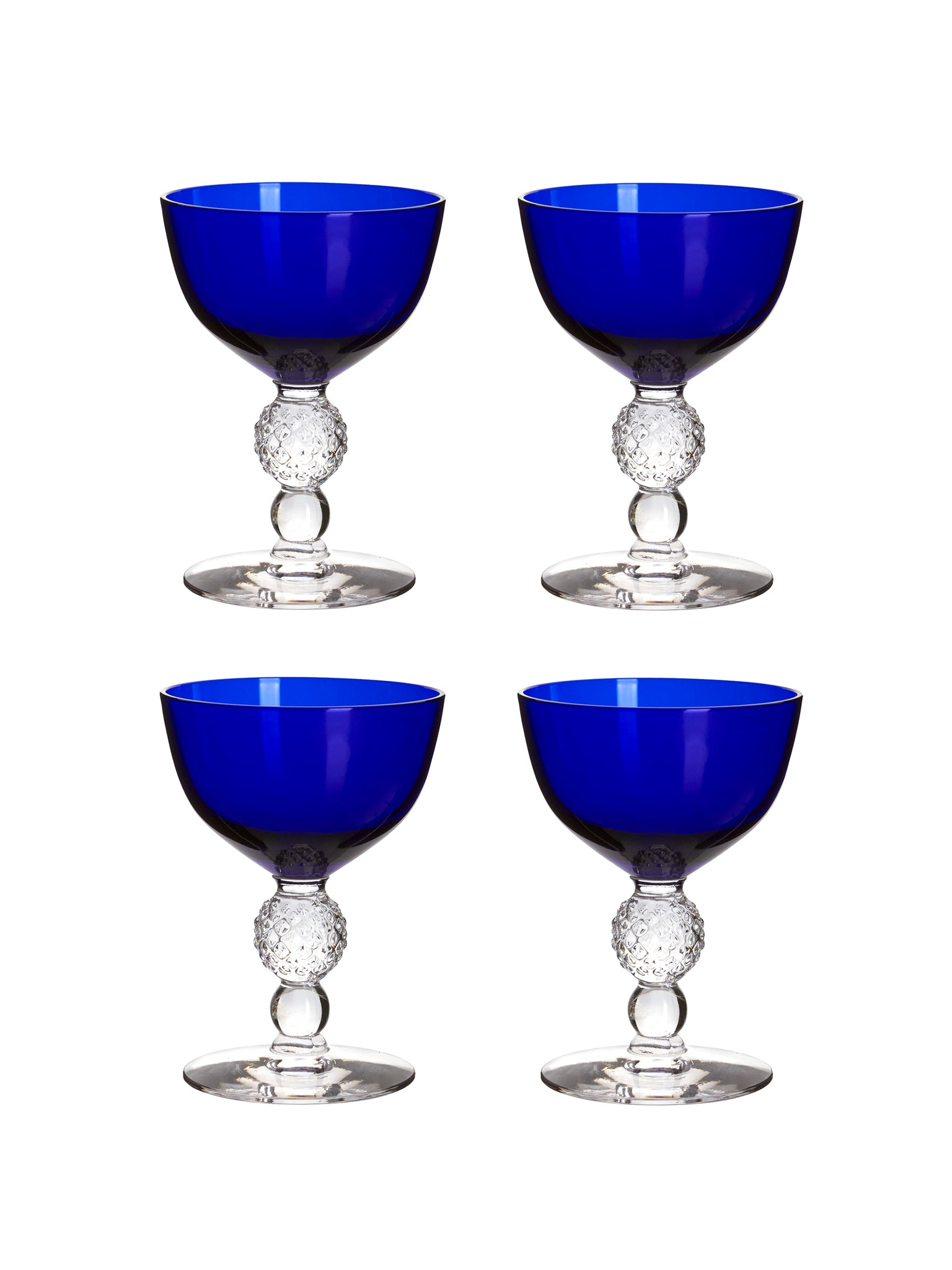 Vintage 1930s Morgantown Ritz Blue Champagne Coupes Weston Table