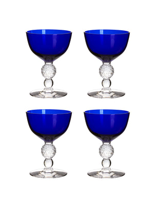  Vintage 1930s Morgantown Ritz Blue Champagne Coupes Weston Table 