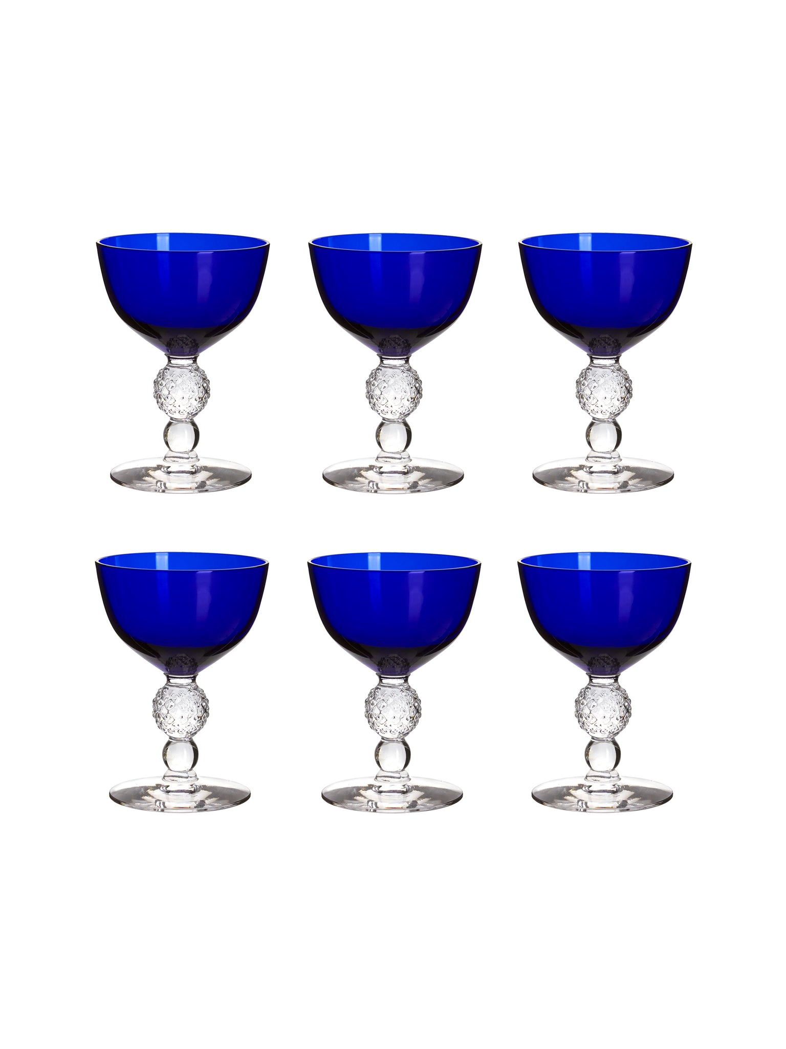 Vintage 1930s Morgantown Ritz Blue Champagne Coupes Weston Table