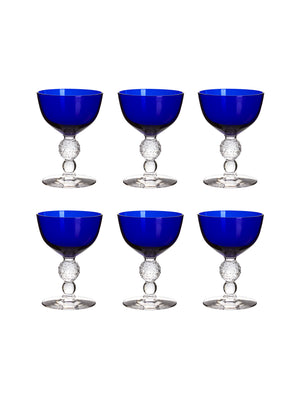  Vintage 1930s Morgantown Ritz Blue Champagne Coupes Weston Table 