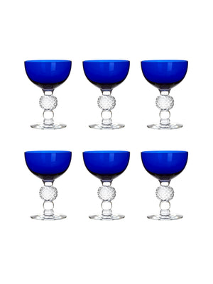  Vintage 1930s Morgantown Ritz Blue Cocktail Coupes Set of Six Weston Table 