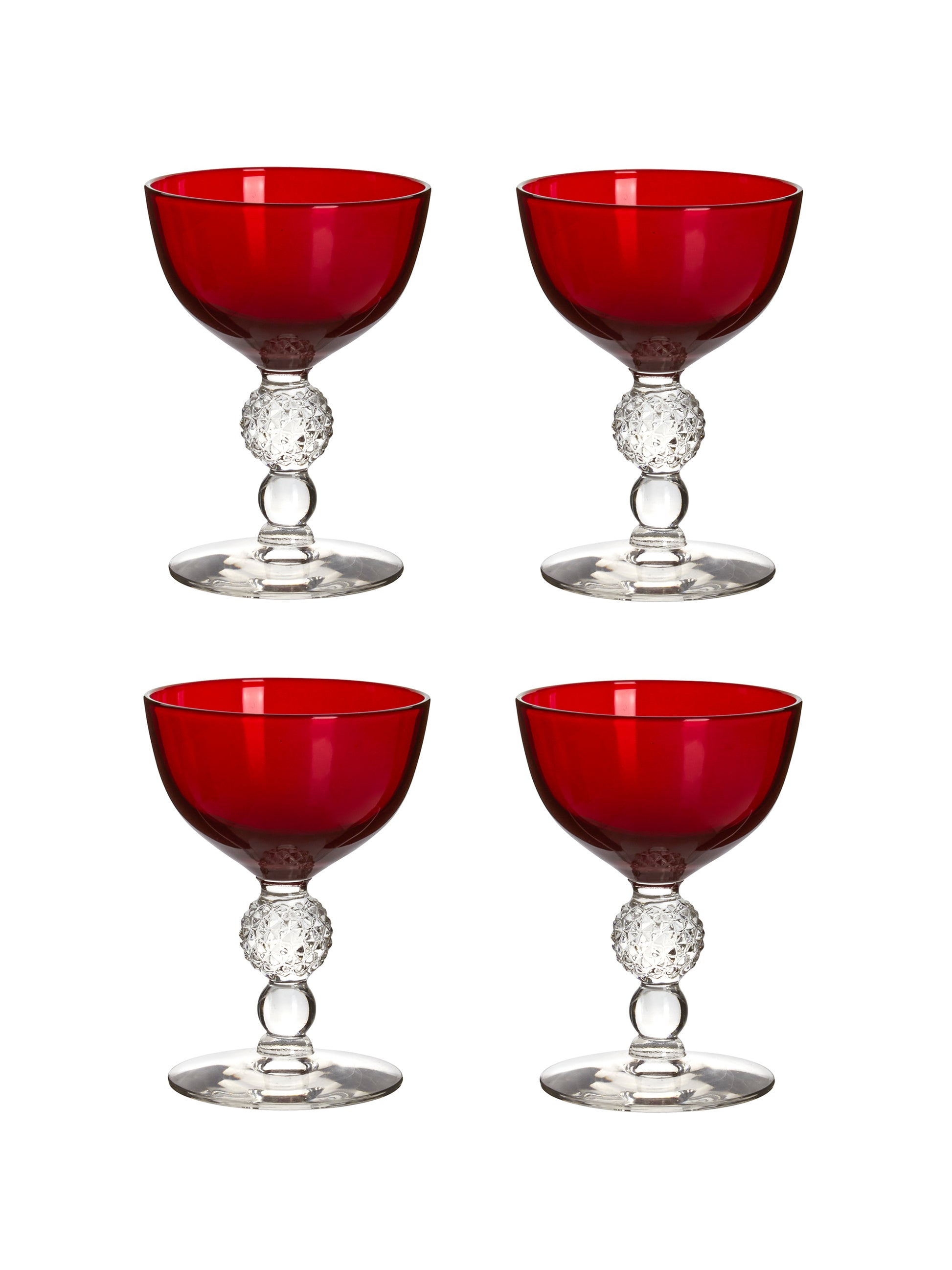 Vintage 1930s Morgantown Ruby Champagne Coupes Weston Table