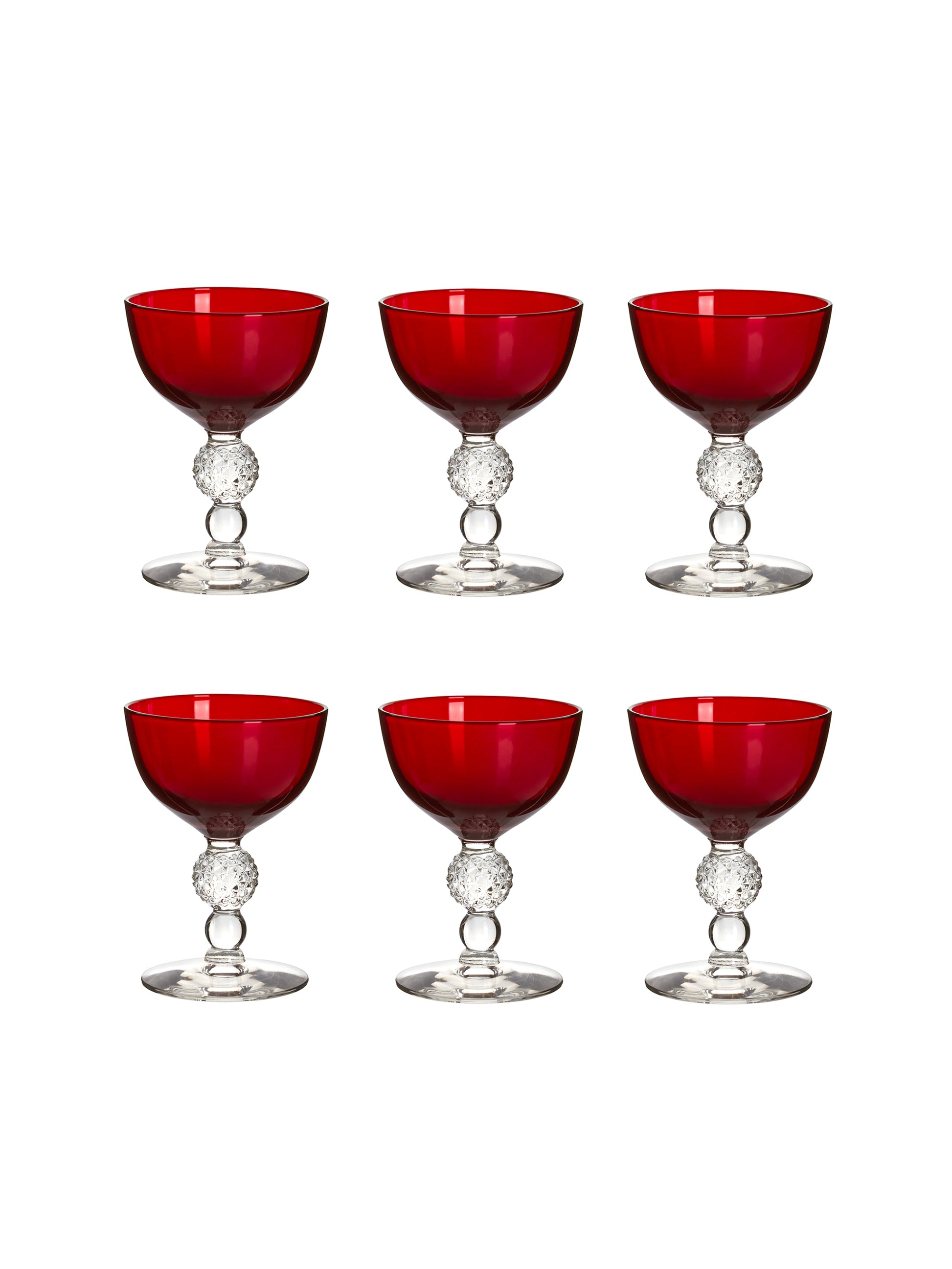 Vintage 1930s Morgantown Ruby Champagne Coupes Weston Table
