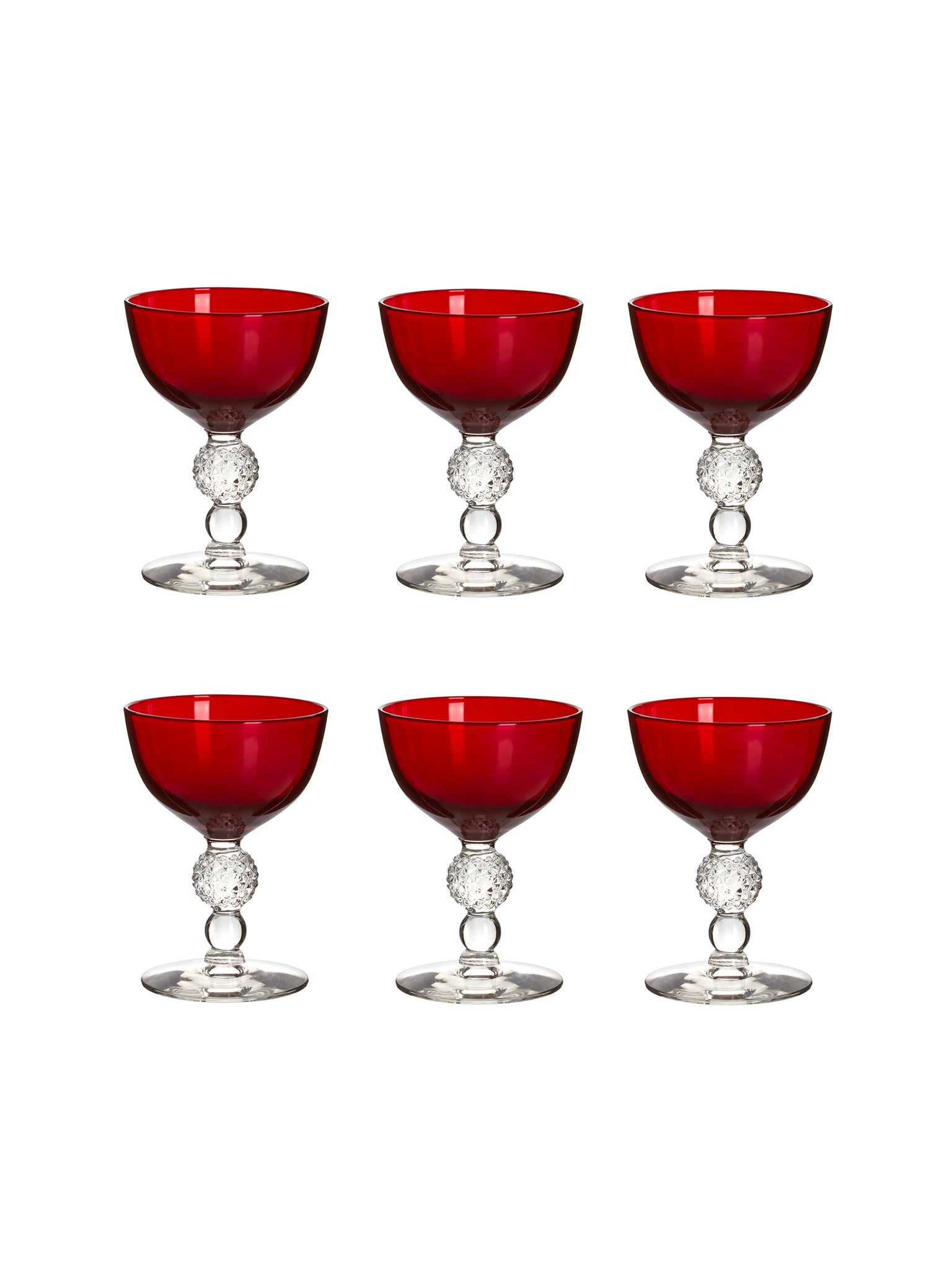 Vintage 1930s Morgantown Ruby Champagne Coupes Weston Table
