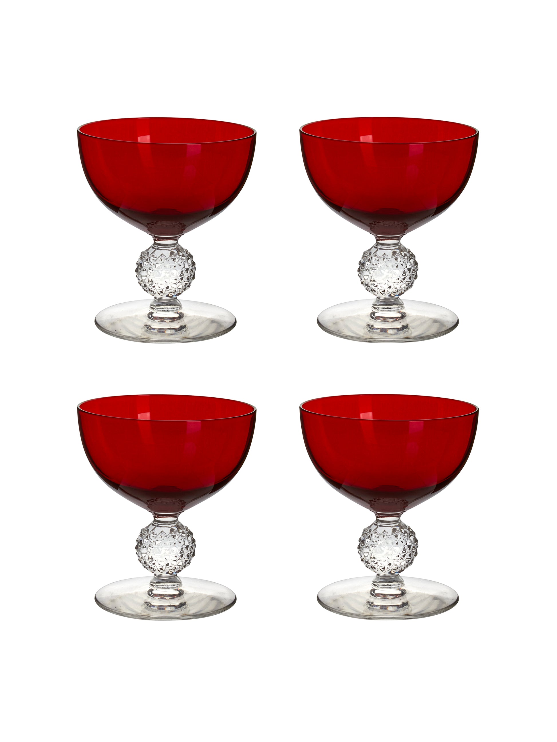 Vintage 1930s Morgantown Ruby Cocktail Coupes Weston Table