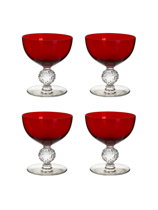 Vintage 1930s Morgantown Ruby Cocktail Coupes Weston Table