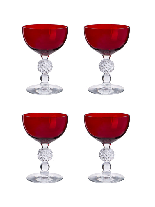 Vintage 1930s Morgantown Ruby Cocktail Coupes Weston Table