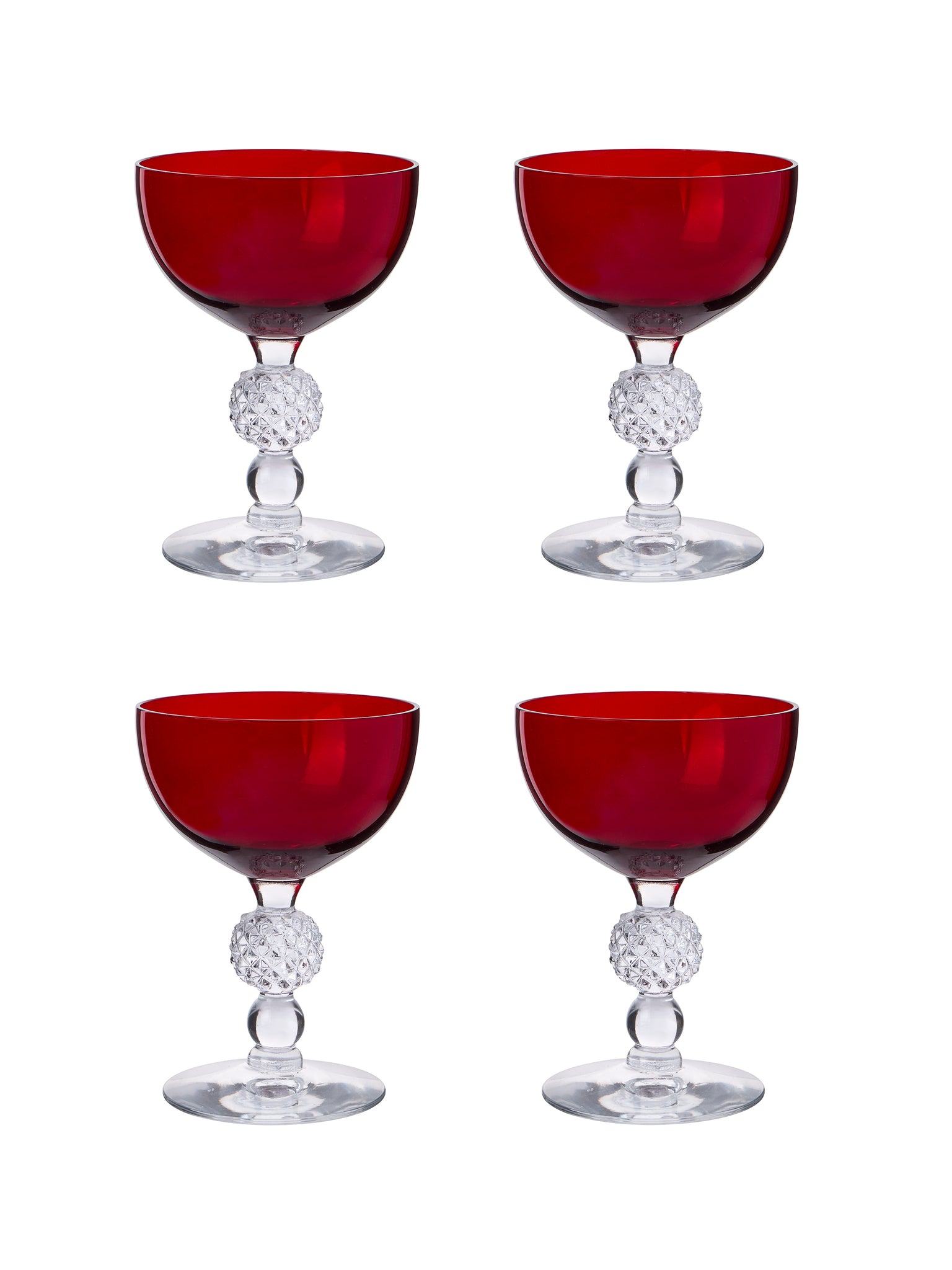 Vintage 1930s Morgantown Ruby Cocktail Coupes Weston Table