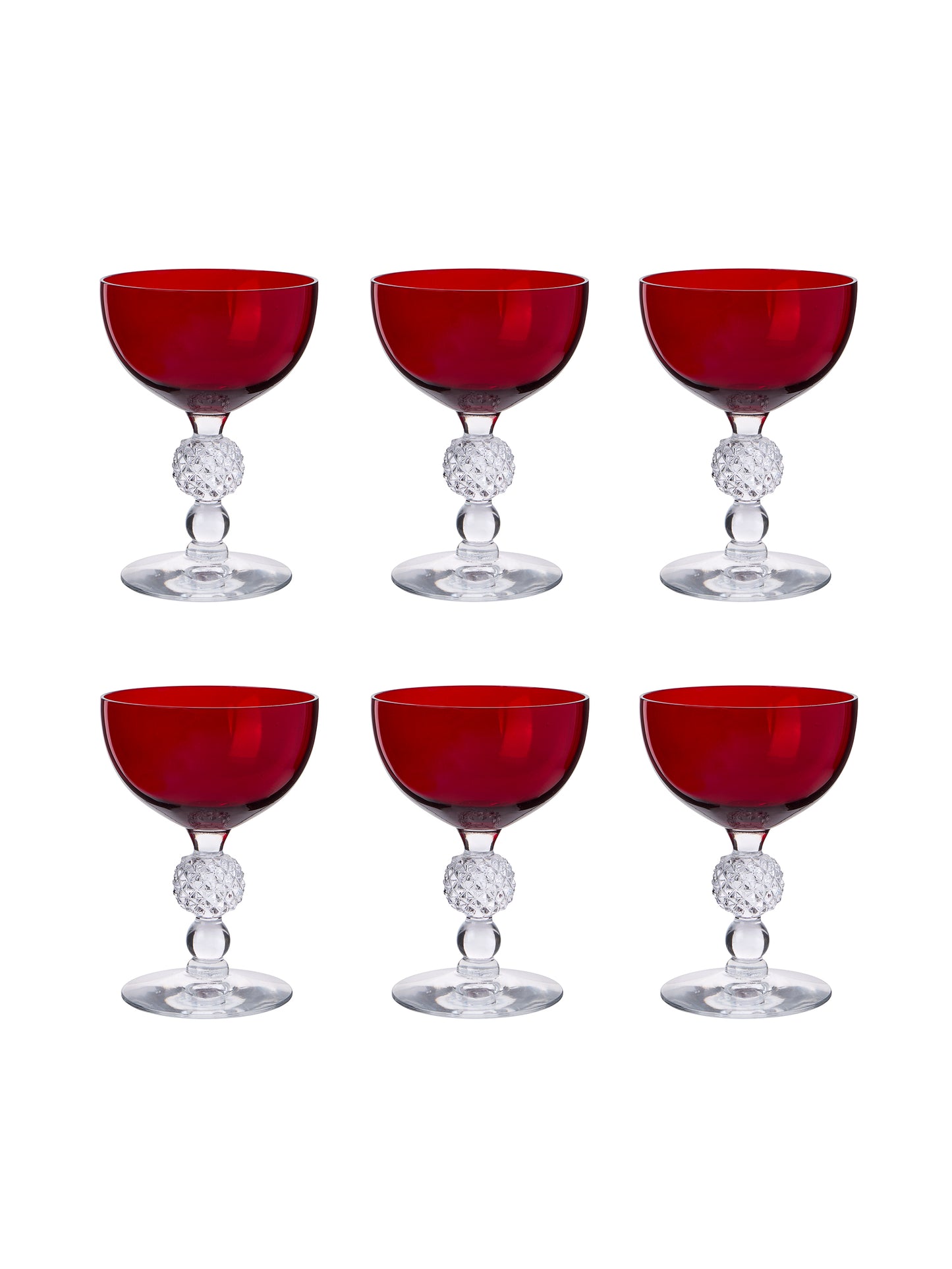Vintage 1930s Morgantown Ruby Cocktail Coupes Weston Table