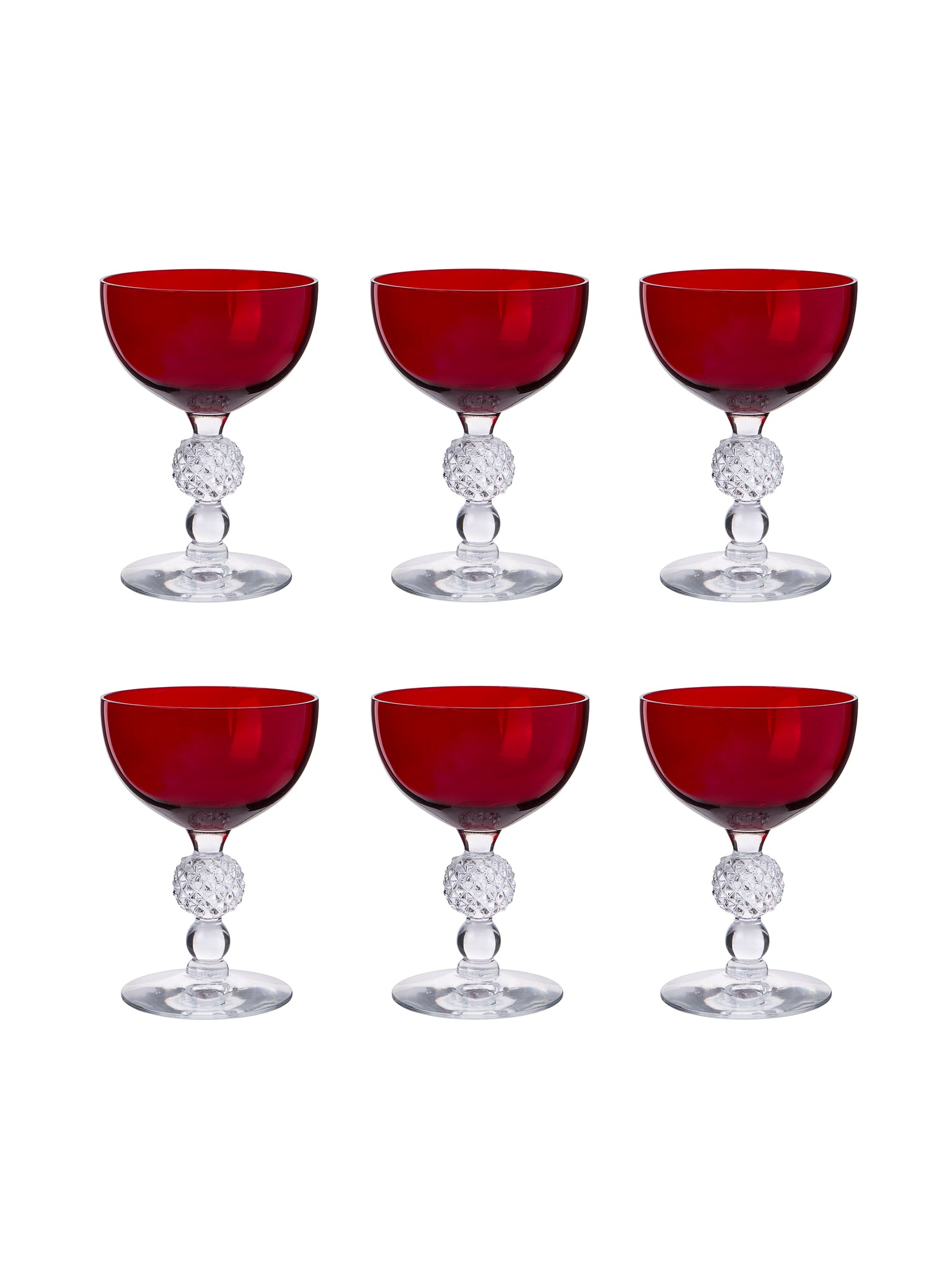 Vintage 1930s Morgantown Ruby Cocktail Coupes Weston Table