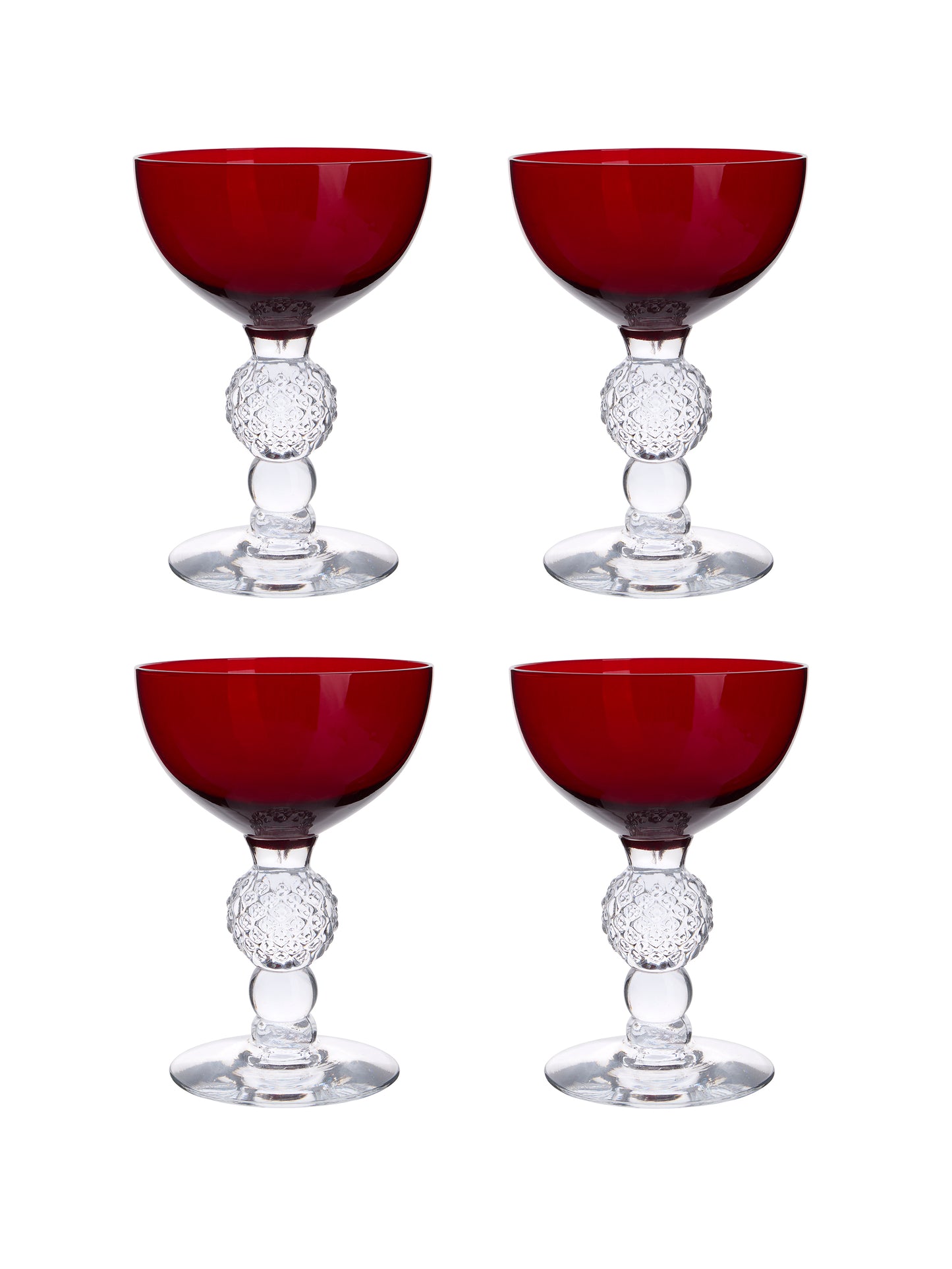 Vintage 1930s Morgantown Ruby Cocktail Glasses Set of Four Weston Table