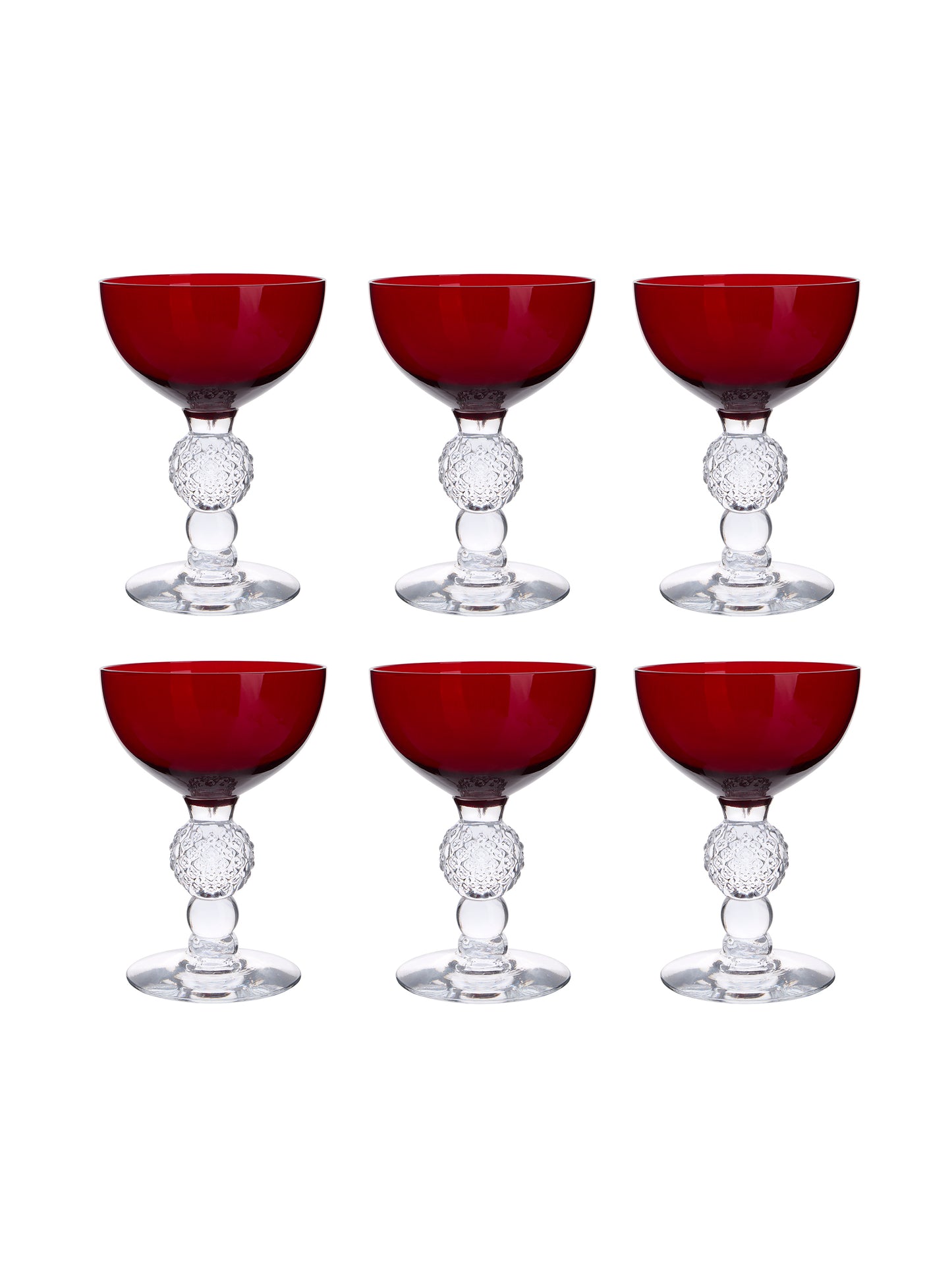 Vintage 1930s Morgantown Ruby Cocktail Glasses Set of Six Weston Table