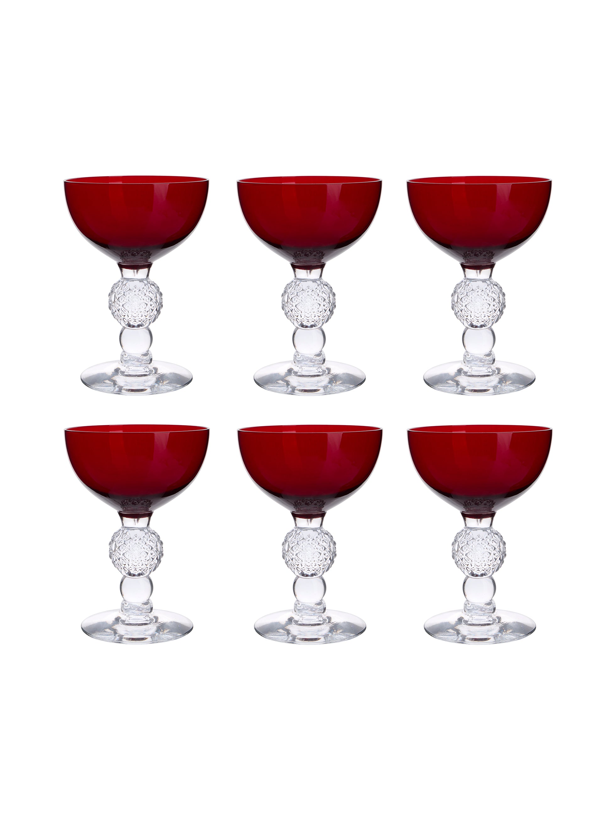 Vintage 1930s Morgantown Ruby Cocktail Glasses Set of Six Weston Table
