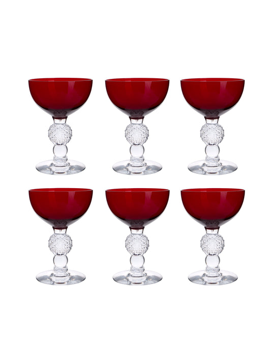 Vintage 1930s Morgantown Ruby Cocktail Glasses Set of Six Weston Table