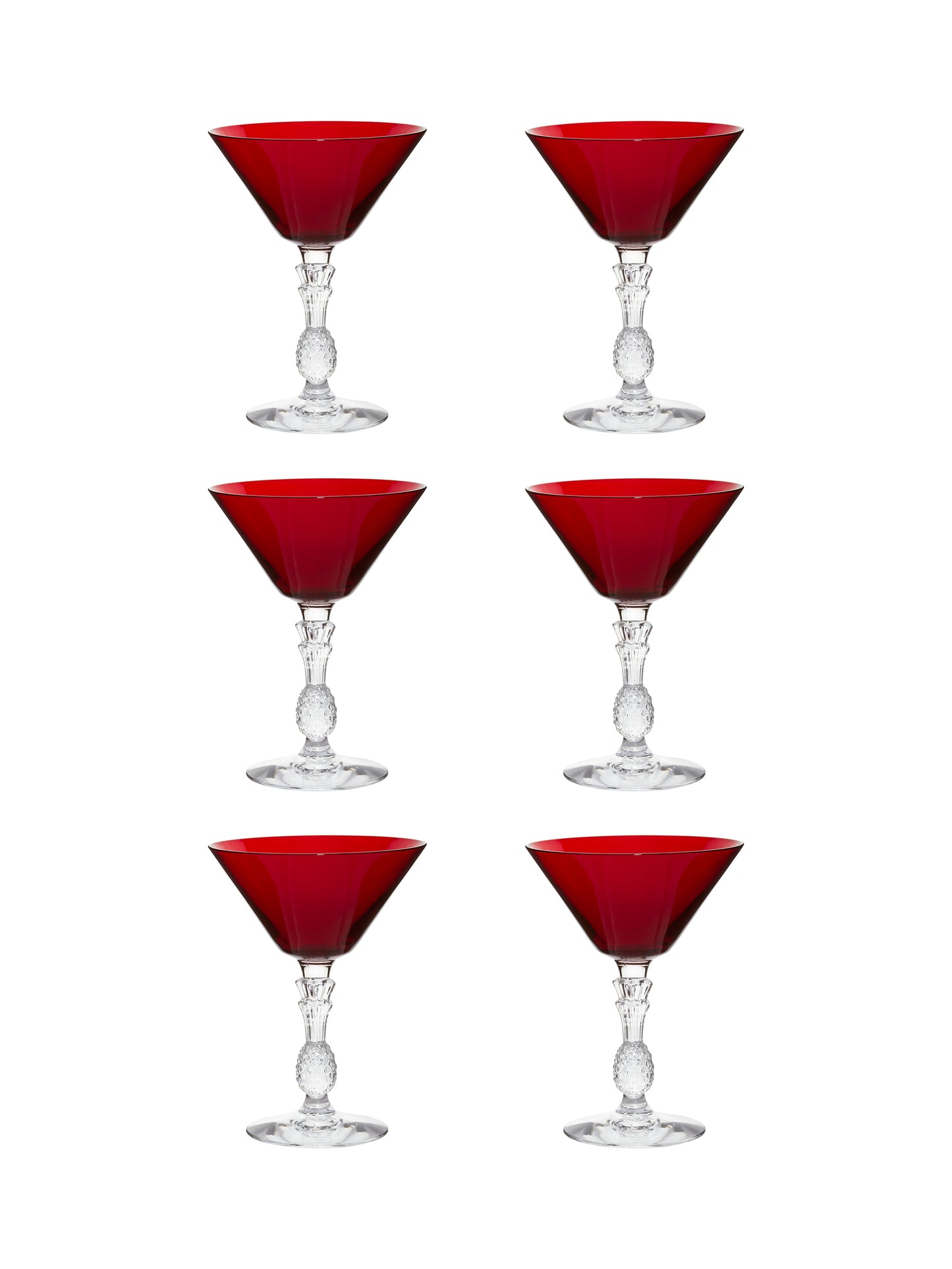 Vintage 1930s Morgantown Ruby Red Plantation Cocktail Glasses Set of Six Weston Table