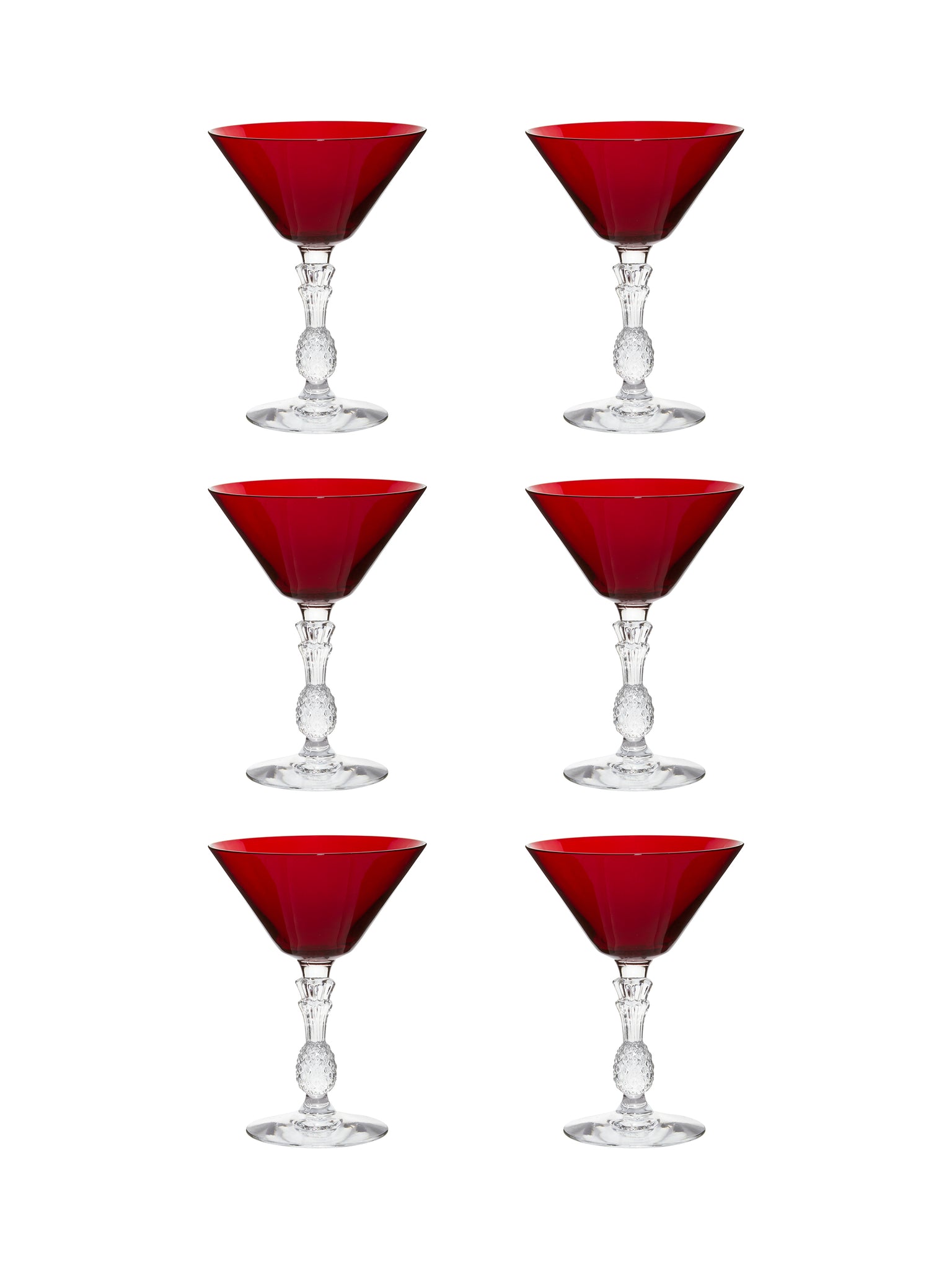 Vintage 1930s Morgantown Ruby Red Plantation Cocktail Glasses Set of Six Weston Table